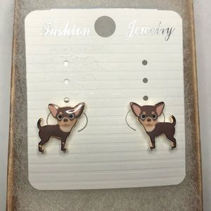 NIP Lil Brown Chihuahua post earrings